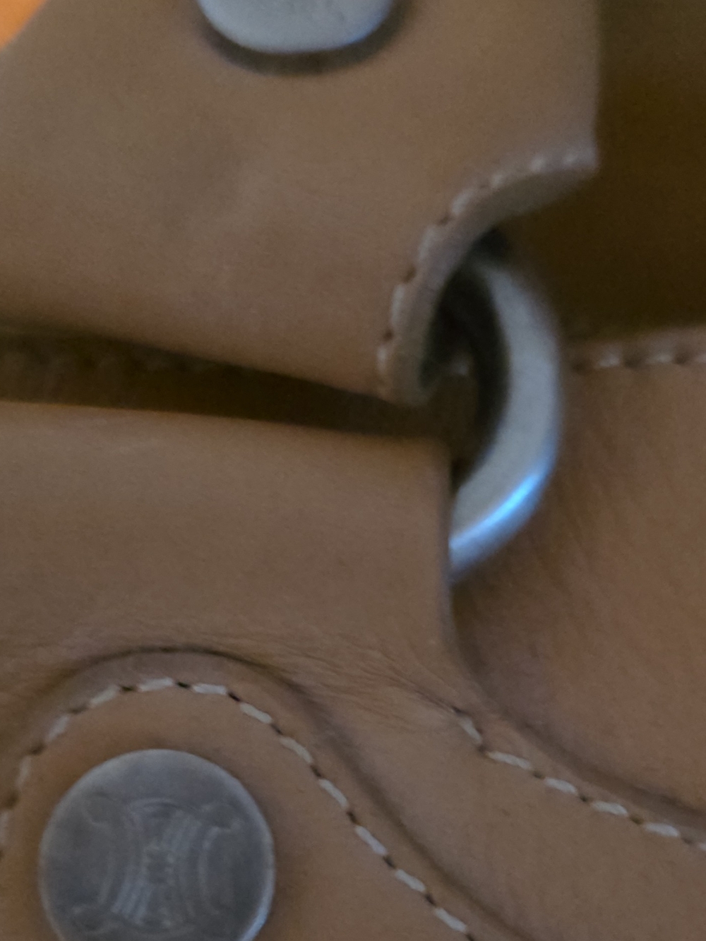 Celine Tan Leather Satchel with Silver Hardware